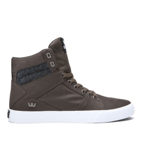 Mens Supra High Top Shoes ALUMINUM Demitasse/Black/White | AU-99189